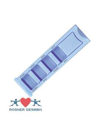 Sie sehen eine Packung Rosner Medikamentendispenser 1 Tag blau, 1 Stück, Produktbild: 02 Rosner Medikamentendispenser 1 Tag blau, 1 Stück, A-Nr.: 2027144 - 02
