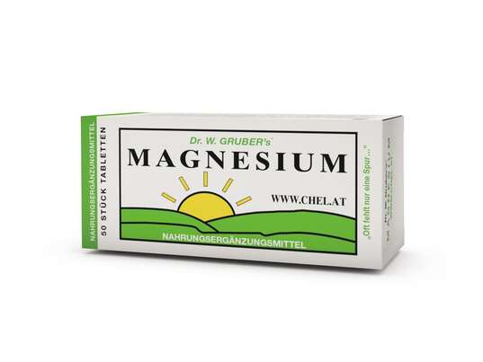 Sie sehen eine Packung Dr. W. Grubers Magnesium Chelat, 50 Stück, Produktbild: 01 Dr. W. Grubers Magnesium Chelat, 50 Stück, A-Nr.: 2100711 - 01