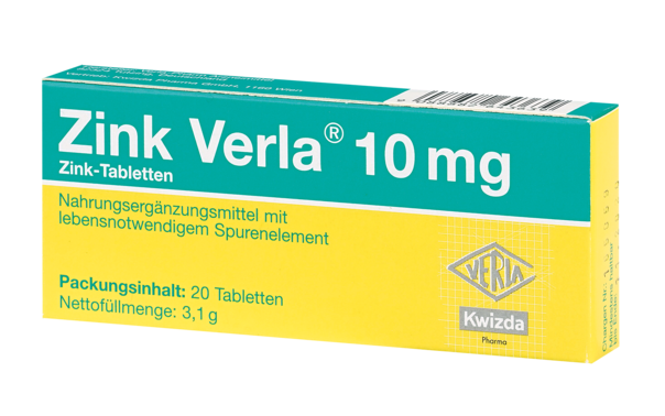 Zink Verla 10 mg Tabletten, 20 Stück, A-Nr.: 2643624 - 01