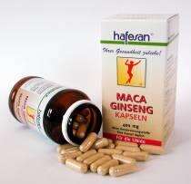 Sie sehen eine Packung Hafesan Maca + Ginseng 400mg Kapseln 60 Stück, 60 Stück, Produktbild: 02 Hafesan Maca + Ginseng 400mg Kapseln 60 Stück, 60 Stück, A-Nr.: 2717050 - 02