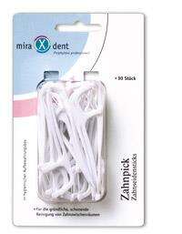 Sie sehen eine Packung Miradent Zahn-Pick 30 Stück, 30 Stück, Produktbild: 01 Miradent Zahn-Pick 30 Stück, 30 Stück, A-Nr.: 2866821 - 01