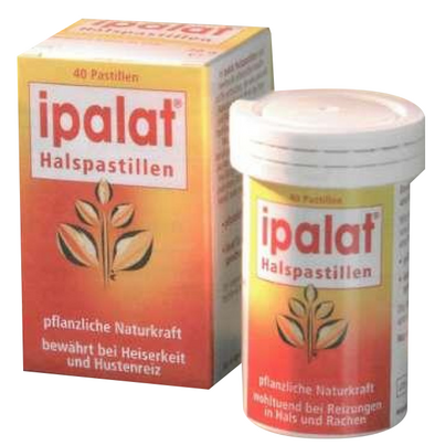 Sie sehen eine Packung Ipalat Halspastillen, 40 Stück, Produktbild: 01 Ipalat Halspastillen, 40 Stück, A-Nr.: 3011197 - 01
