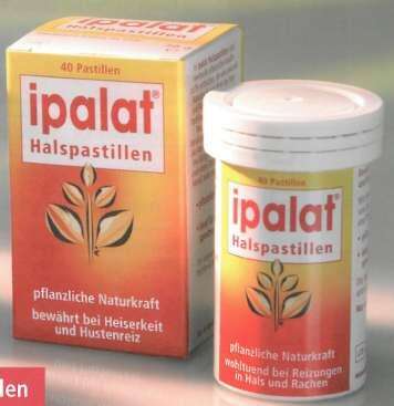 Sie sehen eine Packung Ipalat Halspastillen, 40 Stück, Produktbild: 02 Ipalat Halspastillen, 40 Stück, A-Nr.: 3011197 - 02