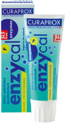 Sie sehen eine Packung Curaprox Enzycal 1450 Zahnpaste, 75 Milliliter, Produktbild: 01 Curaprox Enzycal 1450 Zahnpaste, 75 Milliliter, A-Nr.: 3241885 - 01