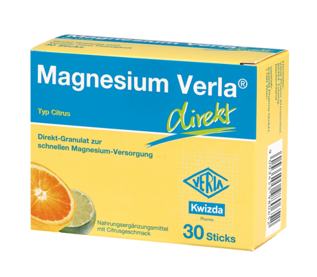 Sie sehen eine Packung Magnesium Verla direkt Citrus, 30 Stück, Produktbild: 01 Magnesium Verla direkt Citrus, 30 Stück, A-Nr.: 3290518 - 01