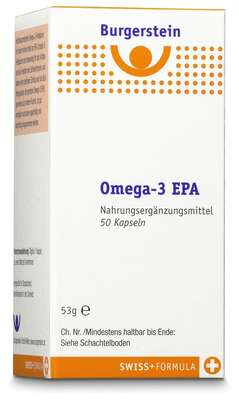 Sie sehen eine Packung BURGERST OMEGA 3 EPA KPS, 50 Stück, Produktbild: 02 BURGERST OMEGA 3 EPA KPS, 50 Stück, A-Nr.: 3397179 - 02