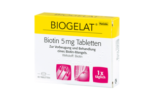 BIOGELAT BIOTIN 5 mg Tabletten, 40 Stück, A-Nr.: 3524169 - 01
