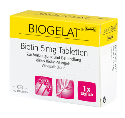 BIOGELAT BIOTIN 5 mg Tabletten, 100 Stück, A-Nr.: 3524175 - 02