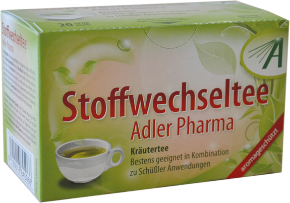 Sie sehen eine Packung Stoffwechseltee Adler Pharma, 20 Stück, Produktbild: 01 Stoffwechseltee Adler Pharma, 20 Stück, A-Nr.: 3966080 - 01