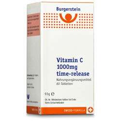 Sie sehen eine Packung BURGERST VIT C 1000MG TBL, 60 Stück, Produktbild: 01 BURGERST VIT C 1000MG TBL, 60 Stück, A-Nr.: 3988443 - 01