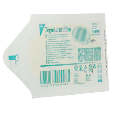 Sie sehen eine Packung 3M™ Tegaderm™ Film Transparentverband, 1624W, 1624W, 100 Stück, Produktbild: 01 3M™ Tegaderm™ Film Transparentverband, 1624W, 1624W, 100 Stück, A-Nr.: 1155526 - 01