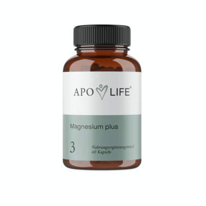 Sie sehen eine Packung Apolife Kapseln 03 Magnesium Plus , 60 Stück, Produktbild: 01 Apolife Kapseln 03 Magnesium Plus , 60 Stück, A-Nr.: 3801025 - 01