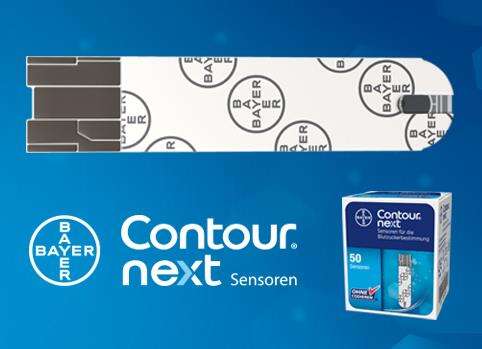 Sie sehen eine Packung CONTOUR NEXT T.SENSOR, 50 Stück, Produktbild: 01 CONTOUR NEXT T.SENSOR, 50 Stück, A-Nr.: 4117153 - 01