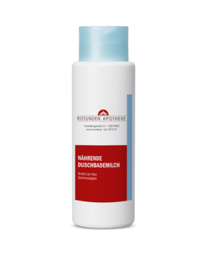 Sie sehen eine Packung Rotunden Apotheke Nährende Duschbademilch, 300 Milliliter, Produktbild: 01 Rotunden Apotheke Nährende Duschbademilch, 300 Milliliter, A-Nr.: 8034949 - 01