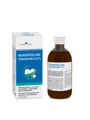 Sie sehen eine Packung Rotunden Apotheke Mundspülung Chlorhexidin 0,2%, 200 Milliliter, Produktbild: 01 Rotunden Apotheke Mundspülung Chlorhexidin 0,2%, 200 Milliliter, A-Nr.: 8048495 - 01