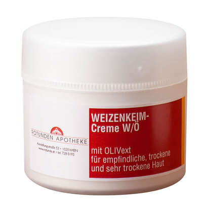 Sie sehen eine Packung Rotunden Apotheke Nährende Weizenkeim-Creme, 50 Milliliter, Produktbild: 01 Rotunden Apotheke Nährende Weizenkeim-Creme, 50 Milliliter, A-Nr.: 8859644 - 01