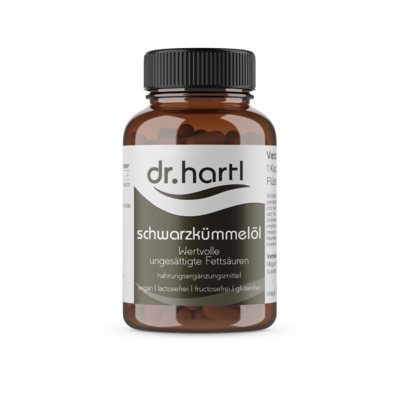 Sie sehen eine Packung Dr. Hartl Schwarzkümmelöl Kapseln, 60 Stück, Produktbild: 01 Dr. Hartl Schwarzkümmelöl Kapseln, 60 Stück, A-Nr.: 8570151 - 01