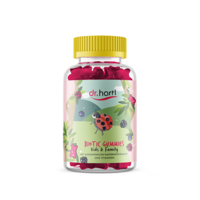 Sie sehen eine Packung Dr. Hartl Biotic Kids Gummies, 60 Stück, Produktbild: 01 Dr. Hartl Biotic Kids Gummies, 60 Stück, A-Nr.: 8569739 - 01