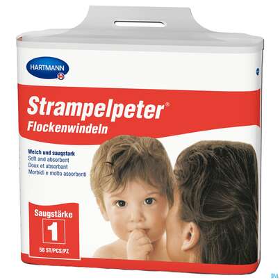Sie sehen eine Packung Inkontinenz Strampelpeter Flockenwindeln Staerke 1 56st, Produktbild: 07 Inkontinenz Strampelpeter Flockenwindeln Staerke 1 56st, A-Nr.: 2307530 - 07