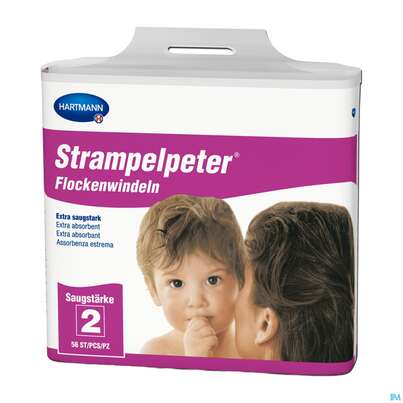 Sie sehen eine Packung Inkontinenz Strampelpeter Flockenwindeln Staerke 1 56st, Produktbild: 11 Inkontinenz Strampelpeter Flockenwindeln Staerke 1 56st, A-Nr.: 2307530 - 11