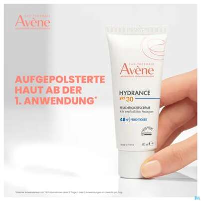 Sie sehen eine Packung Avene Hydrance Feuchtigkeitscreme Spf30 40ml, Produktbild: 09 Avene Hydrance Feuchtigkeitscreme Spf30 40ml, A-Nr.: 5961402 - 09