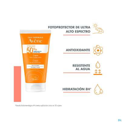 Sie sehen eine Packung Avène Sonnencreme Spf 50+ 50ml, Produktbild: 12 Avène Sonnencreme Spf 50+ 50ml, A-Nr.: 5598947 - 12