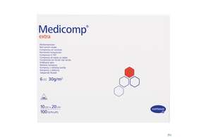 Medicomp/extra Vliesstoff-kompressen 6fach/unsteril 10x 20cm 100st, A-Nr.: 1652118 - 01