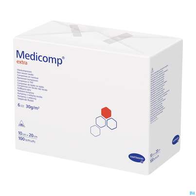 Medicomp/extra Vliesstoff-kompressen 6fach/unsteril 10x 20cm 100st, A-Nr.: 1652118 - 02