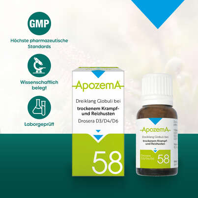 Sie sehen eine Packung Apozema® Nr. 58: Dreiklang Globuli bei trockenem Krampf- und Reizhusten, Produktbild: 04 Apozema® Nr. 58: Dreiklang Globuli bei trockenem Krampf- und Reizhusten, A-Nr.: 3529557 - 04