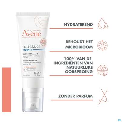 Sie sehen eine Packung Avene Tolerance/hydra-10 Fluid 40ml, Produktbild: 18 Avene Tolerance/hydra-10 Fluid 40ml, A-Nr.: 5675659 - 18
