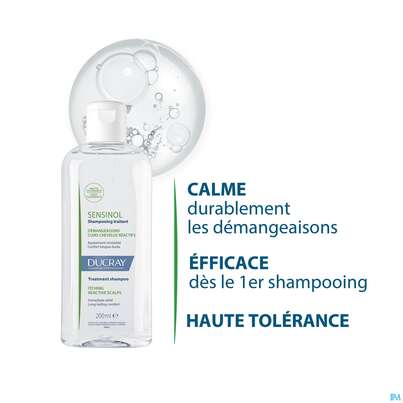 Sie sehen eine Packung Shampoon Ducray Sensinol Pflege Juckreiz Gereizter Kopfhaut 200ml, Produktbild: 07 Shampoon Ducray Sensinol Pflege Juckreiz Gereizter Kopfhaut 200ml, A-Nr.: 5901110 - 07