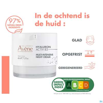 Sie sehen eine Packung Avene Hyaluron Activ B3 Nachtcreme 40ml, Produktbild: 23 Avene Hyaluron Activ B3 Nachtcreme 40ml, A-Nr.: 5693261 - 23