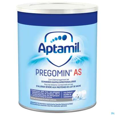 Sie sehen eine Packung Aptamil Spezialnahrung Pregomin As 400g, Produktbild: 02 Aptamil Spezialnahrung Pregomin As 400g, A-Nr.: 3967197 - 02