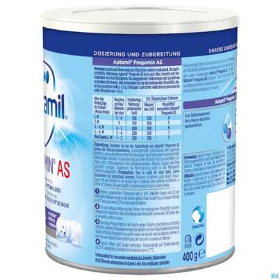 Sie sehen eine Packung Aptamil Spezialnahrung Pregomin As 400g, Produktbild: 09 Aptamil Spezialnahrung Pregomin As 400g, A-Nr.: 3967197 - 09