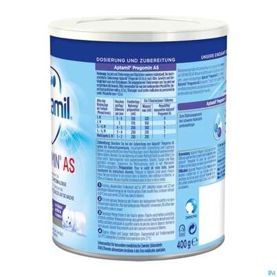 Sie sehen eine Packung Aptamil Spezialnahrung Pregomin As 400g, Produktbild: 10 Aptamil Spezialnahrung Pregomin As 400g, A-Nr.: 3967197 - 10