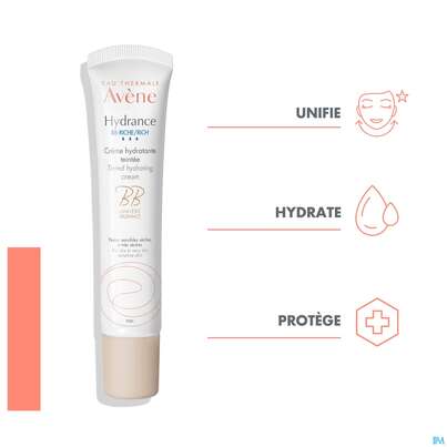 Sie sehen eine Packung Avene Hydrance Bb F30 Reichhaltig 40ml, Produktbild: 13 Avene Hydrance Bb F30 Reichhaltig 40ml, A-Nr.: 5179067 - 13