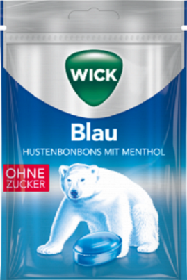 Sie sehen eine Packung WICK BLAU zfr. 72g, Btl., 72 Gramm, Produktbild: 01 WICK BLAU zfr. 72g, Btl., 72 Gramm, A-Nr.: 3833516 - 01