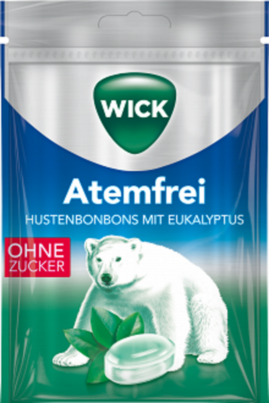 Sie sehen eine Packung WICK ATEMFREI zfr. 72g, Btl., 72 Gramm, Produktbild: 01 WICK ATEMFREI zfr. 72g, Btl., 72 Gramm, A-Nr.: 3833539 - 01