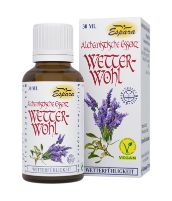 Sie sehen eine Packung Espara Wetter-Wohl Alchemistische Essenz 30ml, 30 Milliliter, Produktbild: 01 Espara Wetter-Wohl Alchemistische Essenz 30ml, 30 Milliliter, A-Nr.: 4040189 - 01