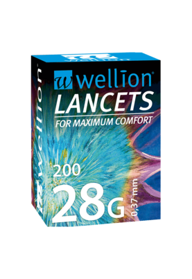 Sie sehen eine Packung Wellion 28G Lanzetten, 200 Stück, Produktbild: 01 Wellion 28G Lanzetten, 200 Stück, A-Nr.: 2480079 - 01