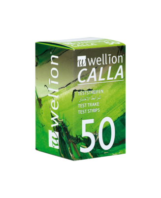 Sie sehen eine Packung Wellion CALLA Blutzuckerteststreifen, 50 Stück, Produktbild: 01 Wellion CALLA Blutzuckerteststreifen, 50 Stück, A-Nr.: 3282105 - 01