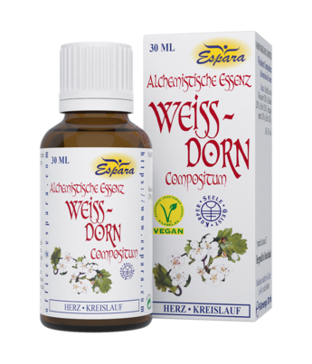 Sie sehen eine Packung Espara Weißdorn Compositum Alchemistische Essenz, 30 Milliliter, Produktbild: 01 Espara Weißdorn Compositum Alchemistische Essenz, 30 Milliliter, A-Nr.: 4040143 - 01