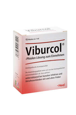 Sie sehen eine Packung Viburcol®-Phiolen, 15 Stück, Produktbild: 01 Viburcol®-Phiolen, 15 Stück, A-Nr.: 3927401 - 01