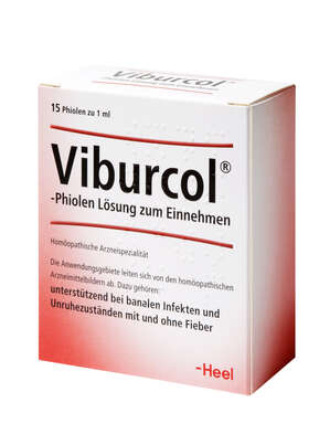 Sie sehen eine Packung Viburcol®-Phiolen, 15 Stück, Produktbild: 02 Viburcol®-Phiolen, 15 Stück, A-Nr.: 3927401 - 02