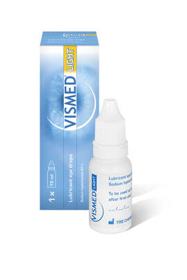 Sie sehen eine Packung Vismed Light 15ml Augentropfen, 15 Milliliter, Produktbild: 01 Vismed Light 15ml Augentropfen, 15 Milliliter, A-Nr.: 2869759 - 01