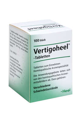 Sie sehen eine Packung Vertigoheel®-Tabletten, 100 Stück, Produktbild: 01 Vertigoheel®-Tabletten, 100 Stück, A-Nr.: 1333666 - 01
