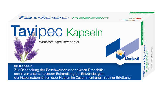 Sie sehen eine Packung Tavipec Kapseln, 30 Stück, Produktbild: 01 Tavipec Kapseln, 30 Stück, A-Nr.: 0633308 - 01