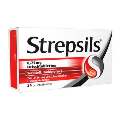 Sie sehen eine Packung Strepsils Lutschtabletten, 24 Stück, Produktbild: 01 Strepsils Lutschtabletten, 24 Stück, A-Nr.: 3504735 - 01