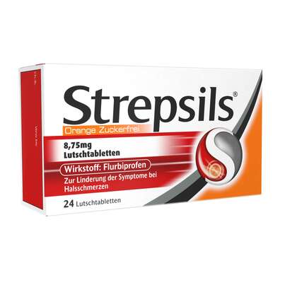 Strepsils Lutschtabletten Orange Zuckerfrei, 24 Stück, A-Nr.: 4209174 - 01