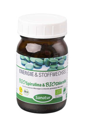 Sanatur Spirulina &amp; Chlorella Tabletten BIO, 250 Stück, A-Nr.: 4258379 - 02